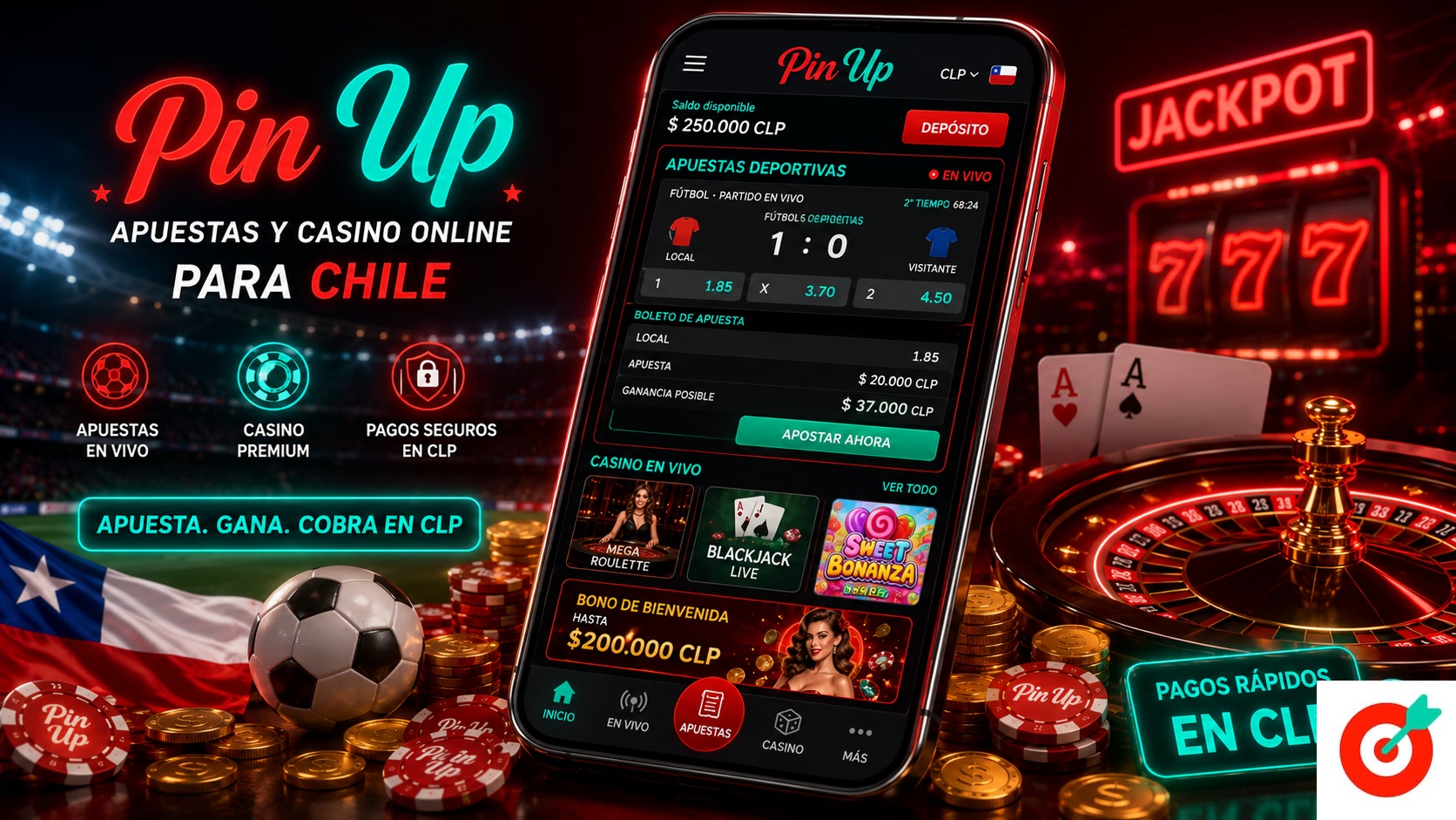 Página principal de Pin Up con sección de apuestas deportivas